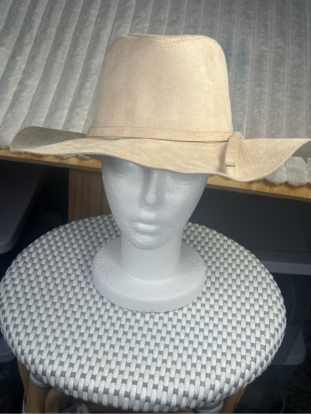 Peter Grimm Tan Poly Suede Wide Brim Hat One Size Festival Boho - Picture 5 of 10